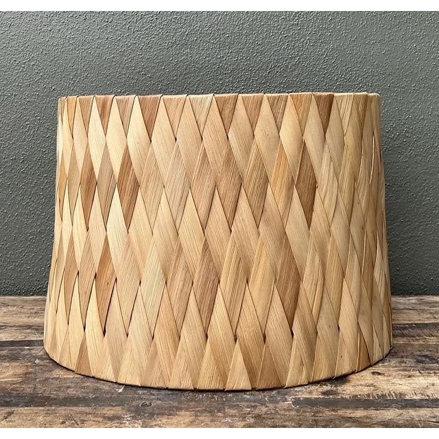 Wood Vintage Woven Rattan Lampshade For Sale - Image 7 of 12