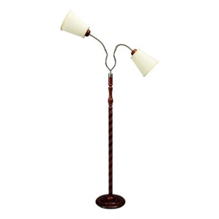 Markslöjd, Floor Lamp, Wood, Metal, Fabric, Sweden, 1970s For Sale
