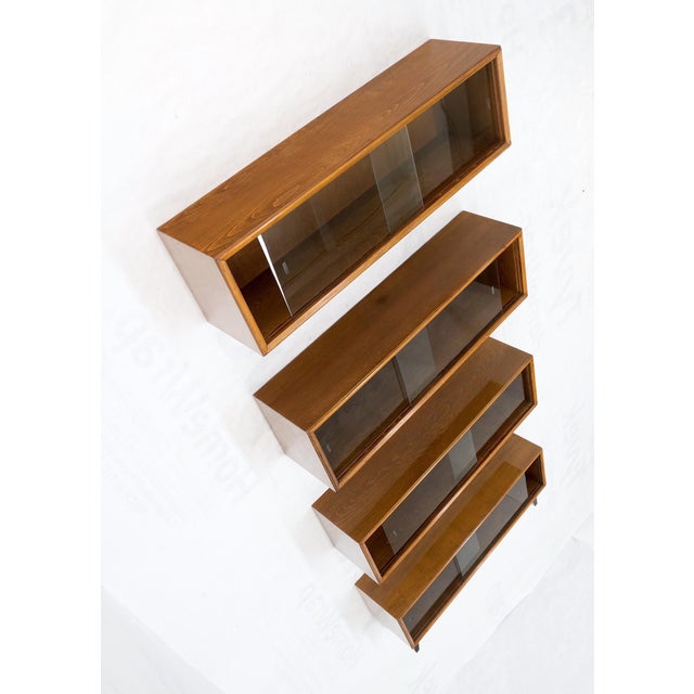 Mid-Century Modern Sliding Glass Doors 4 Bays Stacking or Hanging Bookcase For Sale - Image 15 of 17