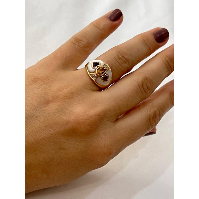 Gold Diamond, Citrine, Blue Topaz Ring in 18 Karat Yellow Gold 7.9 Gm, Size 7 For Sale - Image 8 of 8