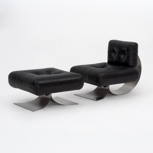 Black Oscar Niemeyer “Alta” Lounge Chair and Ottoman for Mobilier International, 1971 For Sale - Image 8 of 18