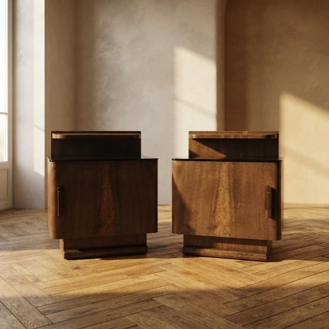 Vintage Nightstands by Jindřich Halabala for Up Závody, 1940s, Set of 2 For Sale - Image 12 of 12