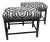 Pair of Contemporary Black Lacquer Benches With Animal Print Upholstery & Nailhead Trim For Sale