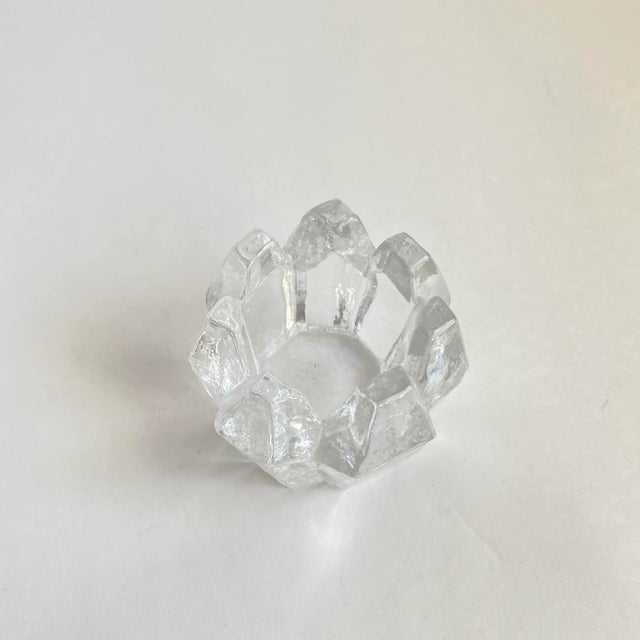 Vintage Kosta Boda Orrefors Heavy Glass Icicle Crystal Votive Holder Mid Century For Sale - Image 6 of 13