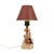 Nice Art Deco table lamp made of pink marble and colored glass, a figurine of a shepherd dog made of a zinc alloy and the...
