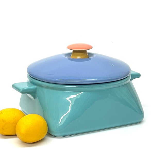 Mid-Century Modern Mid 20th Century Color Blocked Square Casserole Dish With Lid by Lindt-Stymeist For Sale - Image 3 of 12