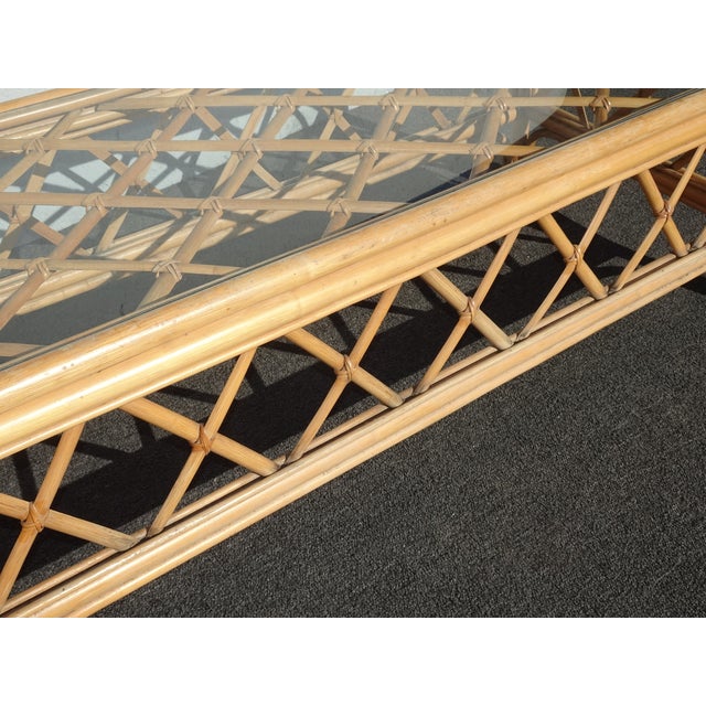 Vintage Coastal Bamboo Coffee Table W Leather Straps ~ Boho Chic For Sale - Image 11 of 12