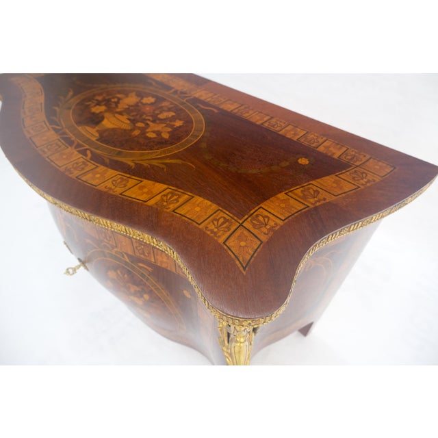 Very Fine Large Bombe Brass Mount Inlay Italian Console Dresser MINT For Sale - Image 6 of 17