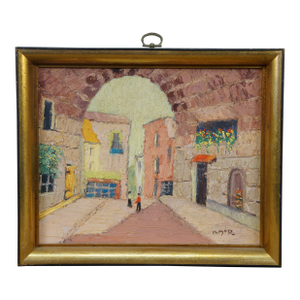 Late 20th Century Helen McRae Impressionist European Cityscape Oil Painting on Board 11"