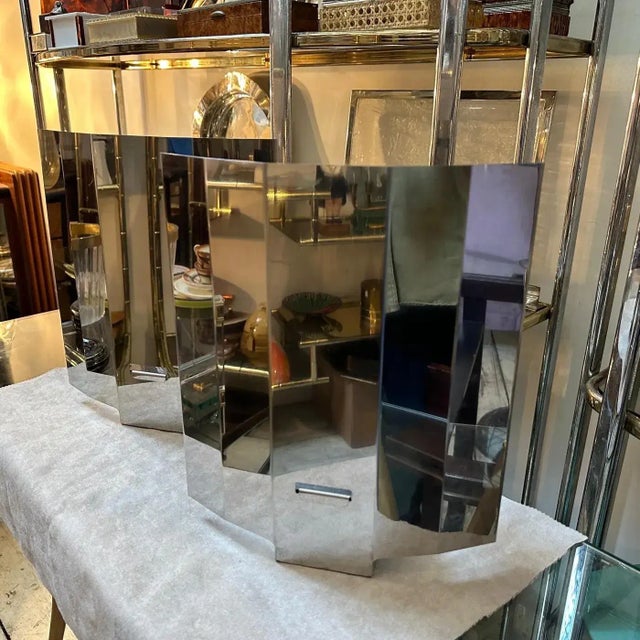 A Pair of 1980s Modern Steel Italian Ambient Light Wall Sconces For Sale - Image 6 of 11