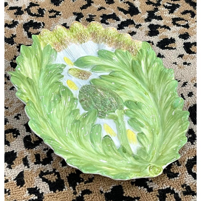 1970s Vintage Italian Artichoke and Asparagus Serving Dish For Sale - Image 5 of 11