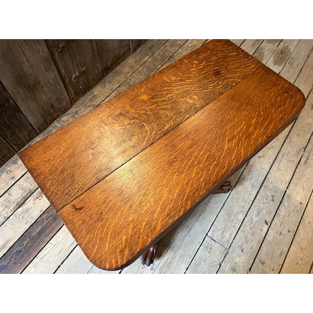 Brown American Oak Folding Game Table For Sale - Image 8 of 9
