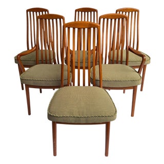 1970s Danish Modern Teak Dining Chairs, Set of 6 (2 Armchairs), Preben Schou Andersen Attributed For Sale