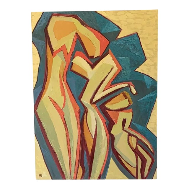 "Siblings" Contemporary Original Expressionist Figurative Oil Painting by Thom Evans For Sale