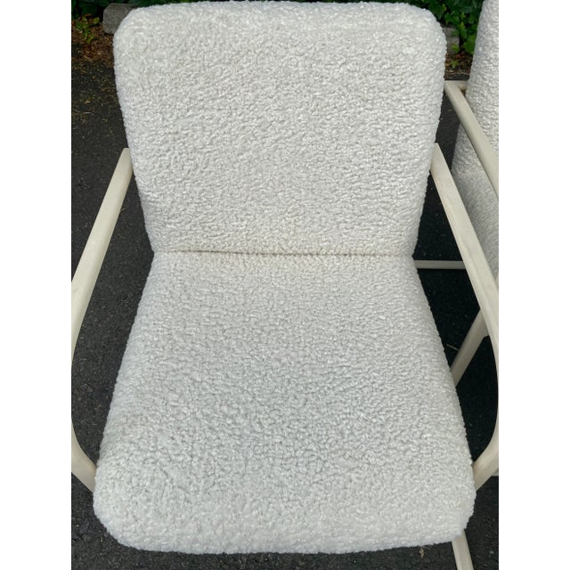 Milo Baughman Thayer Coggin Cantilever Dining Chairs Barbara Barry Boucle Fabric For Sale - Image 10 of 12