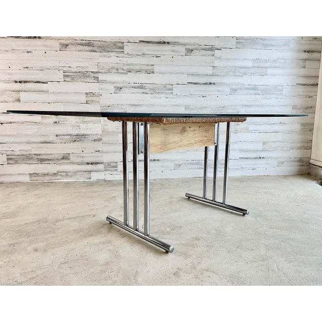Tan 1960s Chrome With Woven Rush Dining Table For Sale - Image 8 of 13
