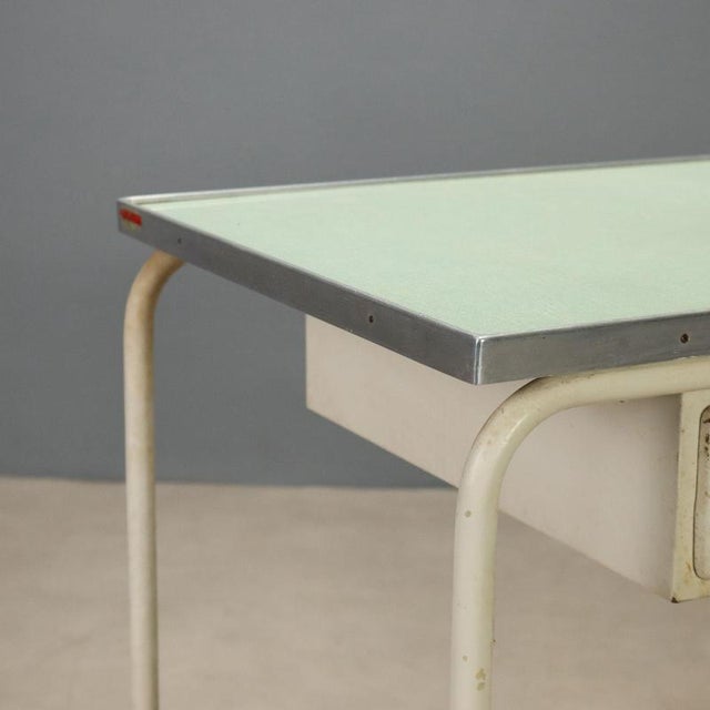 Vintage Writing Desk in Enamelled Metal and Laminate, Italy, 1960s For Sale - Image 3 of 10