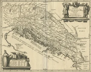 Antique Map of the Adriatic Sea and the Balkan by J. Janssonius, 1650