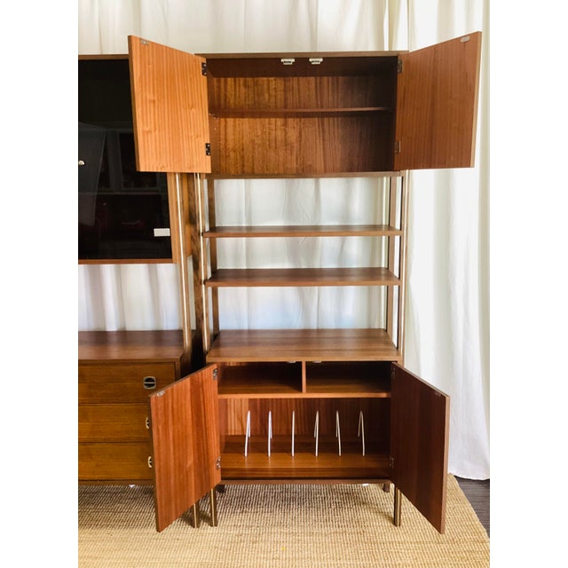 Brown Vintage 1960s Teak Wood Freestanding Modular Shelving Unit Room Divider For Sale - Image 8 of 18