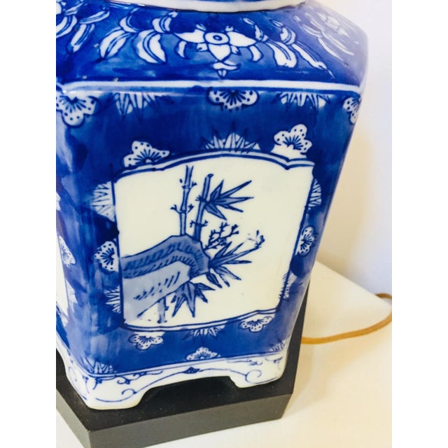 Blue and White Chinese Porcelain Tea Canisters Table Lamps - a Pair For Sale - Image 12 of 13