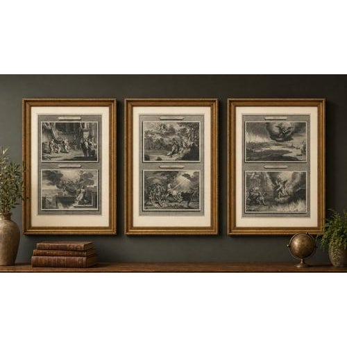 Antique Biblical Engravings, Mortier Amsterdam – Acts & Apocalypse, c.1700 This rare and decorative set consists of three...