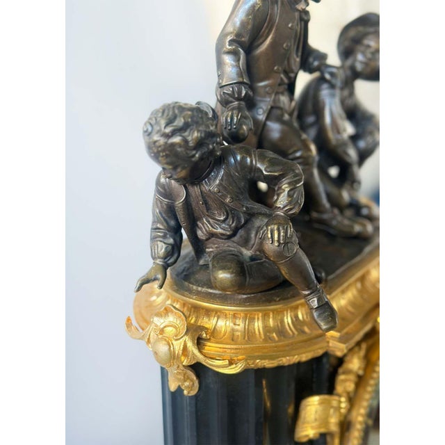 French Late 19th Century d'Ore Bronze & Marble Clock by F. Dumouchel For Sale - Image 4 of 7