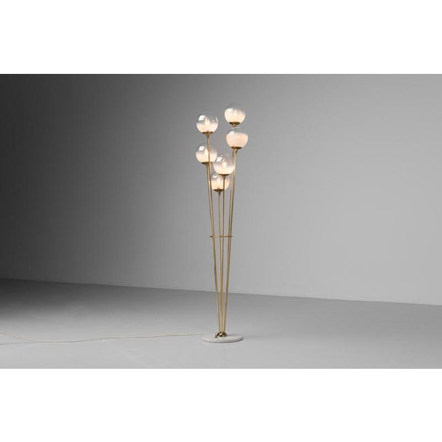 Alberello Floor Lamp in Marble and Brass from Stilnovo, Italy, 1960s For Sale - Image 6 of 16