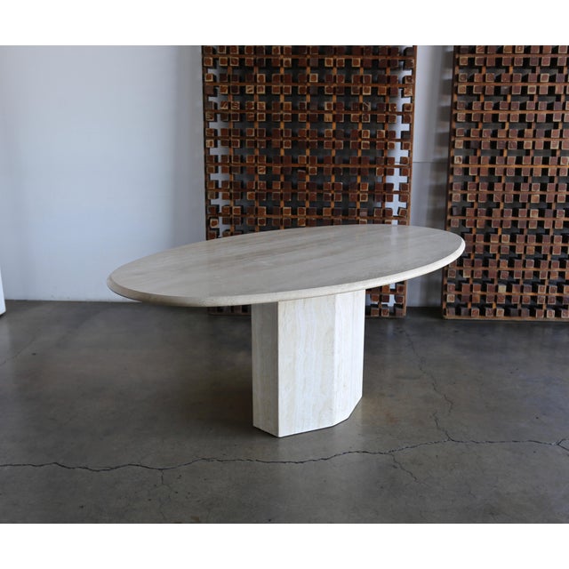 Travertine Oval Dining Table Circa 1980 Chairish