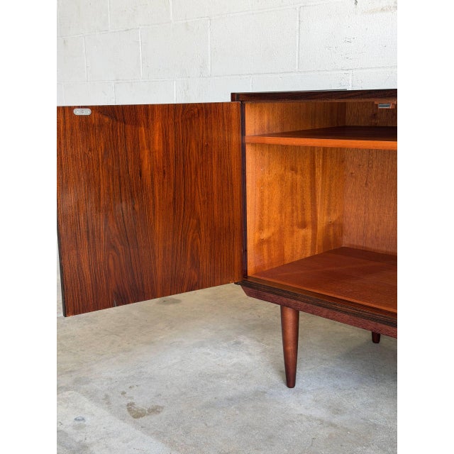 Rosewood Sideboard Credenza Storage Unit With Hinged Doors Denmark Mid-Century Modern 1960s For Sale In Los Angeles - Image 6 of 10