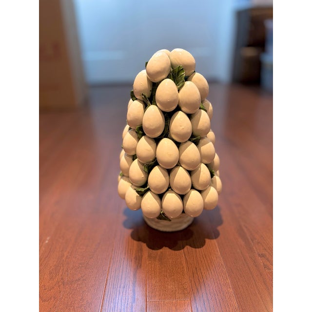 1970s Vintage Italian Majolica Ceramic Egg Topiary Centerpiece For Sale - Image 5 of 5