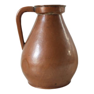 Vintage Rustic Copper Pitcher For Sale