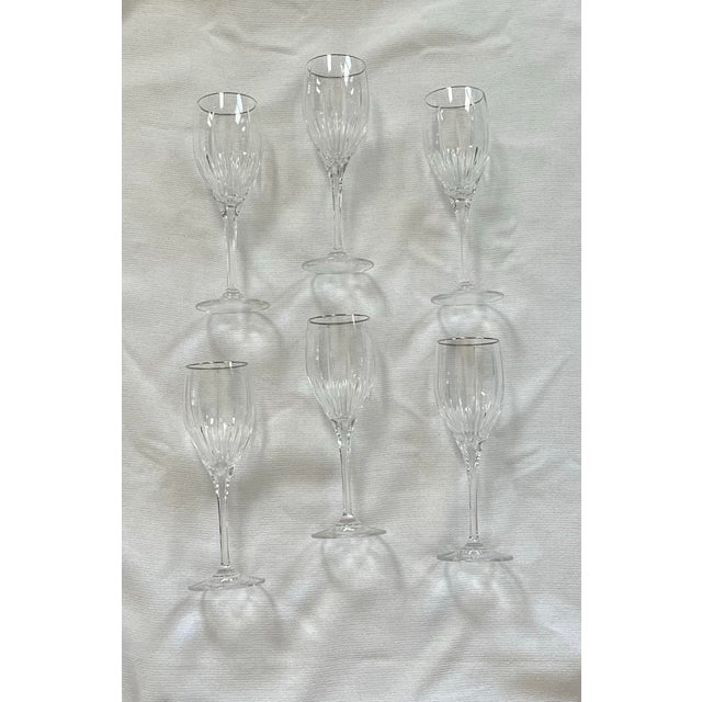 Glass Vintage 1980’s Mikasa Arctic Lights Crystal Water Goblets Set of Six For Sale - Image 7 of 9