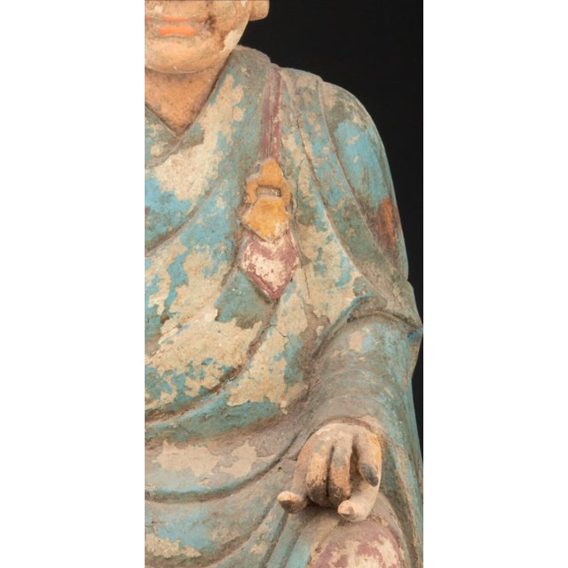 Large Antique Korean Carved Buddhist Figure Sculpture For Sale In Dallas - Image 6 of 8