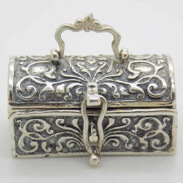 Vintage Italian Handmade Silver Treasure Chest Miniature Figurine, Italy, 1970s-1980s For Sale - Image 10 of 10