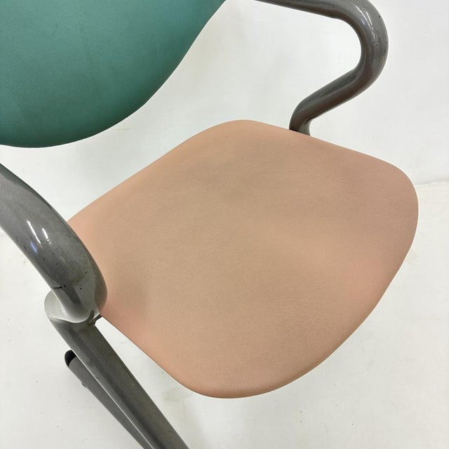 Metal Postmodern Leather Armchair, 1980s For Sale - Image 7 of 18