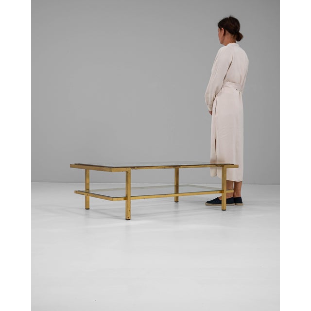 Brass 20th Century French Brass Coffee Table With Glass Top For Sale - Image 8 of 11