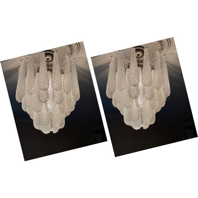 Glass Small Short Murano Chandeliers, Set of 2 For Sale - Image 7 of 7