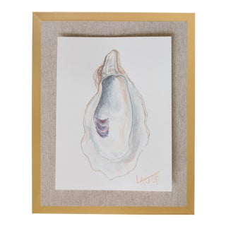 Contemporary Oyster Watercolor Painting on Paper "East Coast V" by Leigh-Anne O'Brien (Lagob), Framed