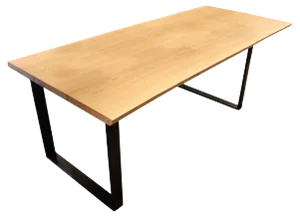 Walnut and Black Metal Frame Plank Table