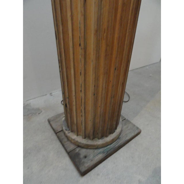 One-of-a-Kind Architectural Floor Lamp Crafted From Antique Fluted Oak Column For Sale - Image 9 of 10