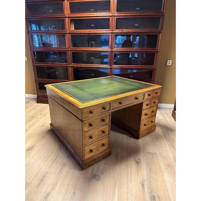 Antique Partners Desk, 1890s For Sale - Image 9 of 14