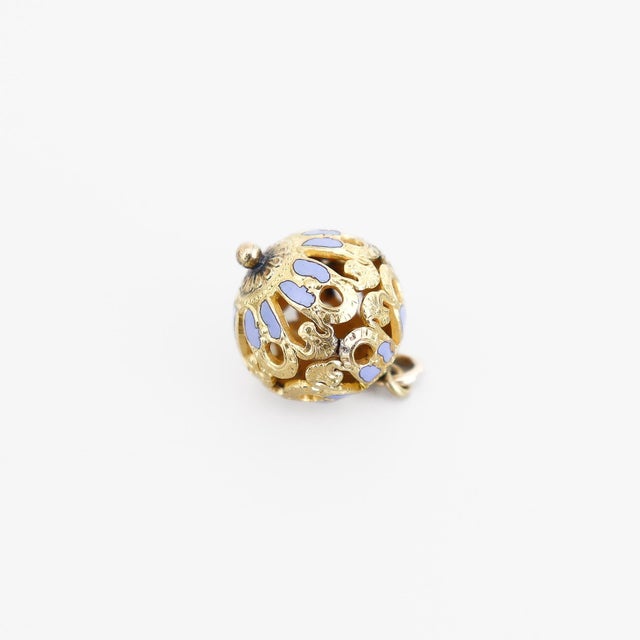 Gold Antique Victorian / Aesthetic Enamel & Gold Plated Bracelet Charm or Fob For Sale - Image 8 of 11