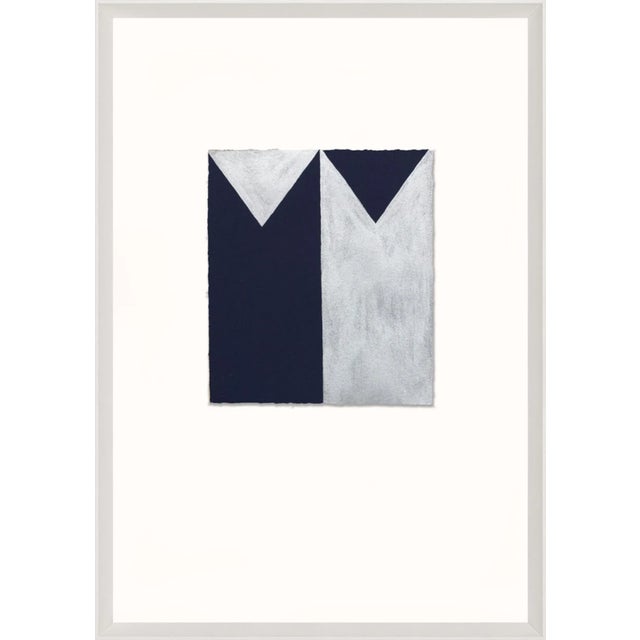 Contemporary Blue Silver Abstract, No.4, Framed Artwork For Sale - Image 3 of 3