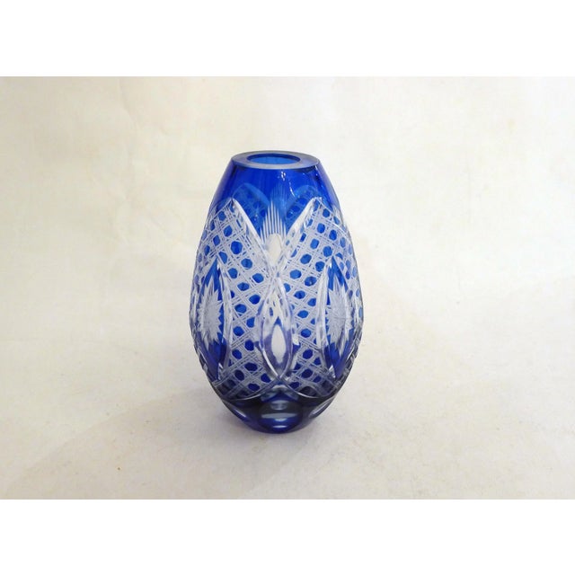 Small Vintage Vase in Cut Bohemian Crystal with Cobalt Blue, 1960s For Sale - Image 13 of 13