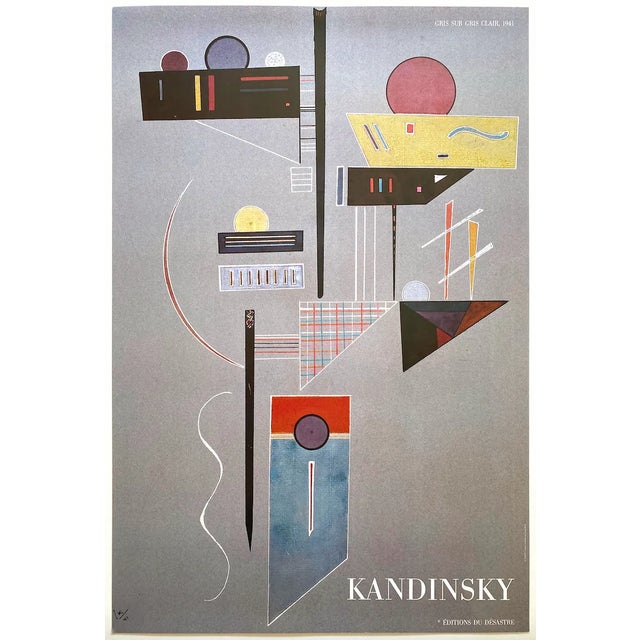Wassily Kandinsky Vintage 1980 Lithograph Print Modernist French Poster " Gris Sur Gris Clair " 1941 For Sale - Image 9 of 9
