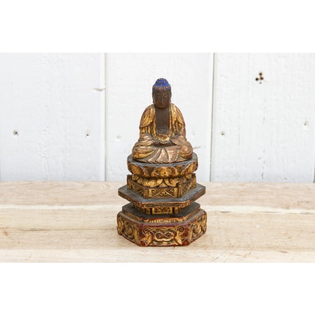 Asian Finely Carved Gilded Buddha For Sale - Image 3 of 9