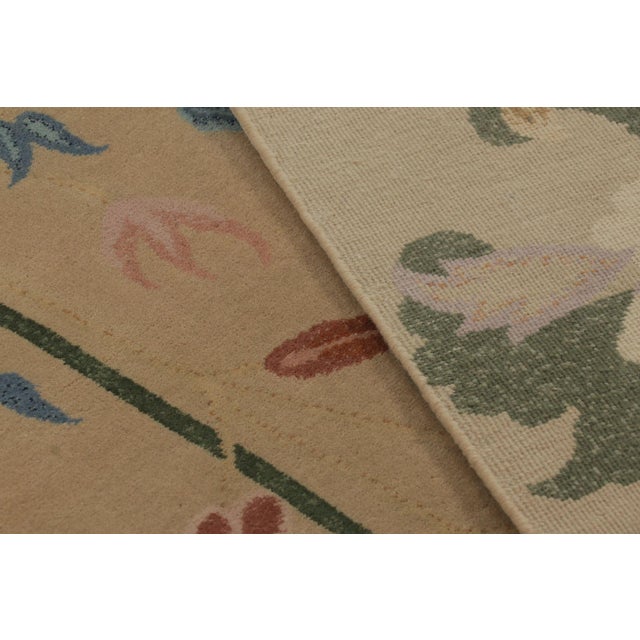 Beige Rug & Kilim’s Extra-Long Chinese Art Deco-Style Custom Runner, Beige With Floral For Sale - Image 8 of 10
