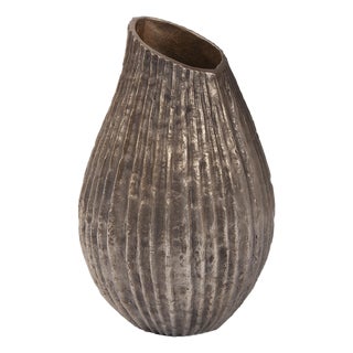 Organic Grooved Teardrop Aluminum Vase For Sale