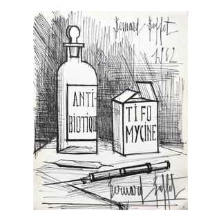1962 Bernard Buffet Tfomicine Pencil Hand-Signed Lithograph For Sale