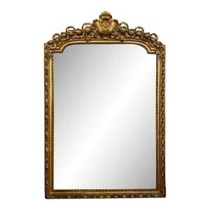 Large Scale 19th Century French Louis XVI Carved Gold Leaf Floor Mirror